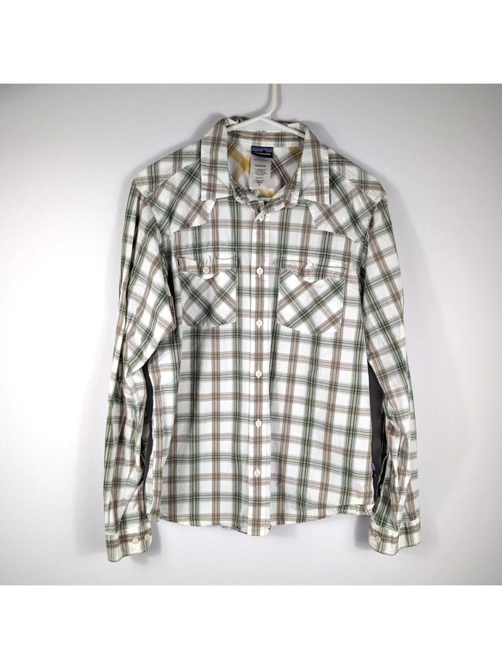 Patagonia S Button Down Shirt Mens Organic Cotton Plaid Long Sleeve Casual Fit